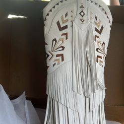 WOMENS FRINGE TASSEL DECOR WESTERN BOOTS