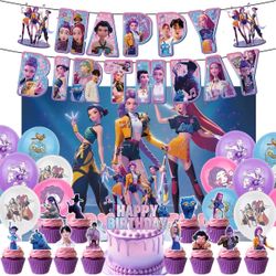 Birthday Party Decorations, Birthday Banner, Balloons, Cake Toppers, K-pop Hunts
