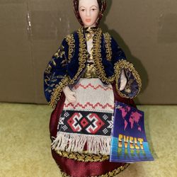 7.5 inch Vintage Evelt Handmade Greek Porcelain Doll 151 E Sfakia-Crete Imported From Greece 