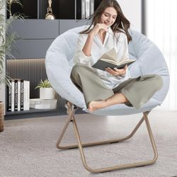 Foldable Oversized Moon Chair Large Soft Lazy Cozy Comfortable Faux Fur Round Saucer Moon Chairs(X101)