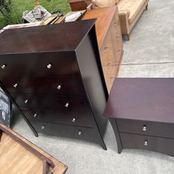 Handsome Burgundy Dresser & Nightstand 