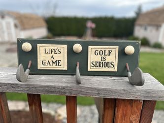 VINTAGE GOLF COAT HOLDER LIFES A GAME GOLF IS SERIOUS