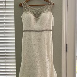 Ivory/Silver Wedding  Dress, Size 12