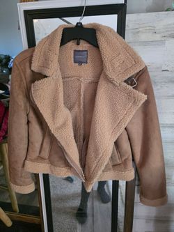 Ultra Flirt Sherpa-Lined Moto Jacket Size M