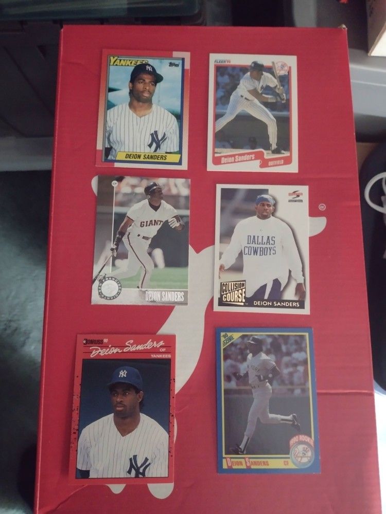 Baseball Football Deon Sanders Bundle Of 12 Cards. Plus Youngblood Set Cash Porch Pickup Redmond