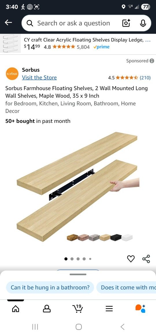 35x9" Floating Shelves