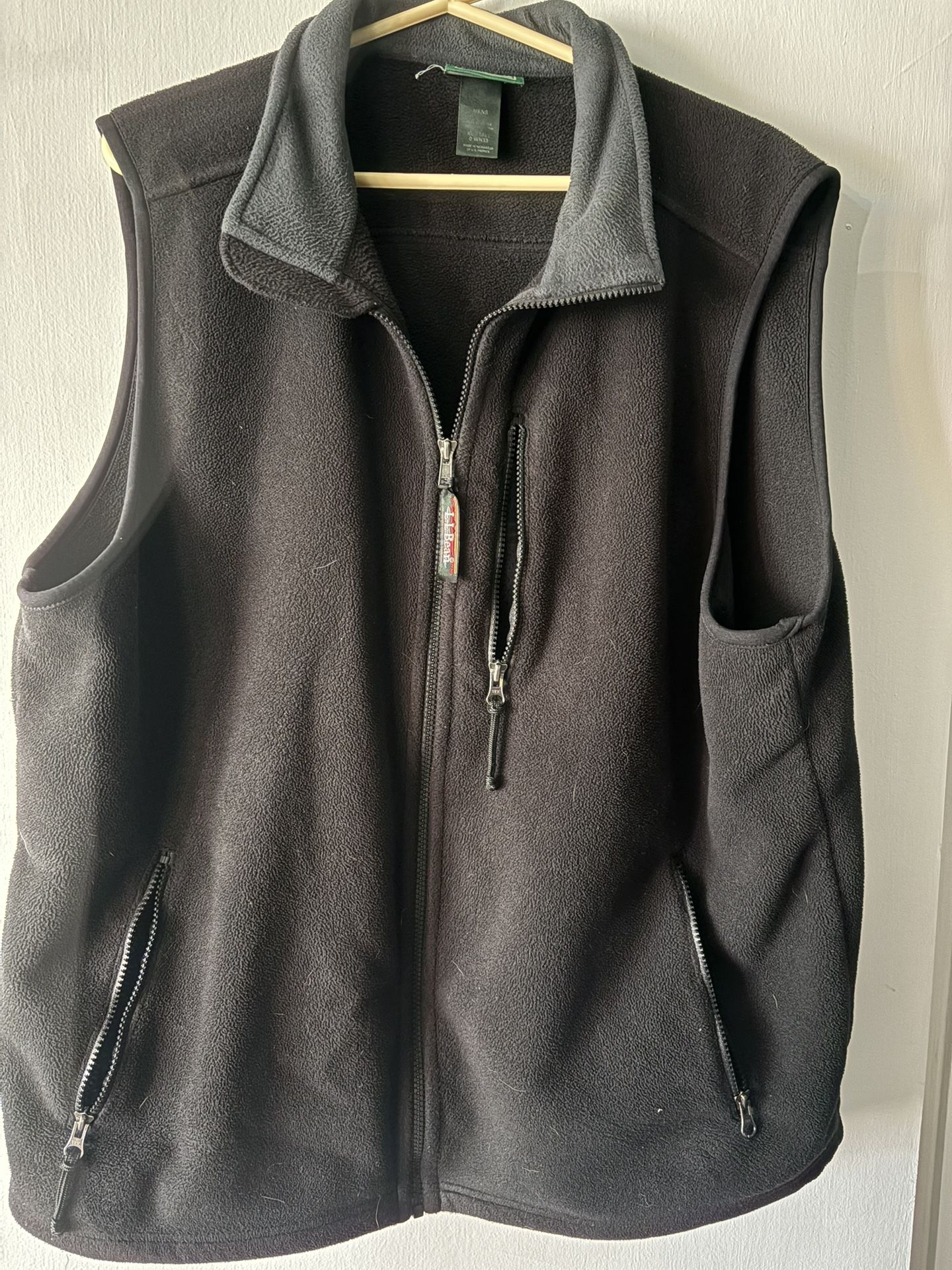 XLT Fleece Vest From L.L. Bean, Black With Gray Collar