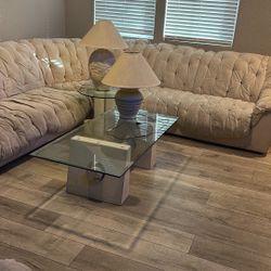 Sectional Needs To Be Clean Broken Spring On One Side . 2  Lamps . 1 Coffee Table . 1 End Table 