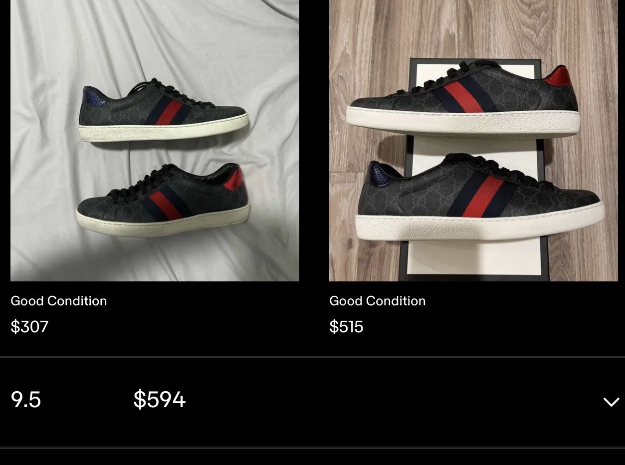 Gucci Ace GG Supreme ‘black’ Grey’  (used) Or Best Offer 