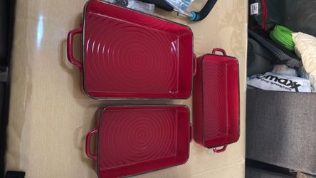 3 Red Casserole Dishes