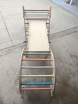 Montessori Wooden Pikler Triangle Climbing Set with Slide