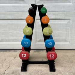 Neoprene Rubber Coated Dumbbells, Dumbbell Rack