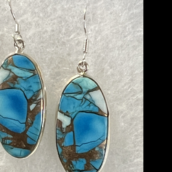 Beautiful oval shaped Mojave turquoise earrings