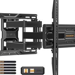 Perlegear Full Motion TV Wall Mount for 26-74 inch TVs, Height Adjustable TV Mount, Pre-Assembled Wall Mount TV Bracket with Tool-Free Tilt, Swivel, F
