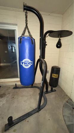 3-Bag Punching Bag & Boxing Training Station Combo | Estación Completa de Boxeo con Soporte + 3 Sacos de Boxeo