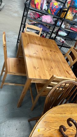 (In Store) wood ikea dining table and chairs