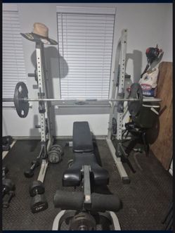 Weight Bench with Squat Rack and Barbell