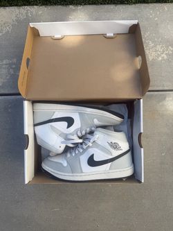 Womens Air Jordan 1 Mid Grey Fog/Black-White