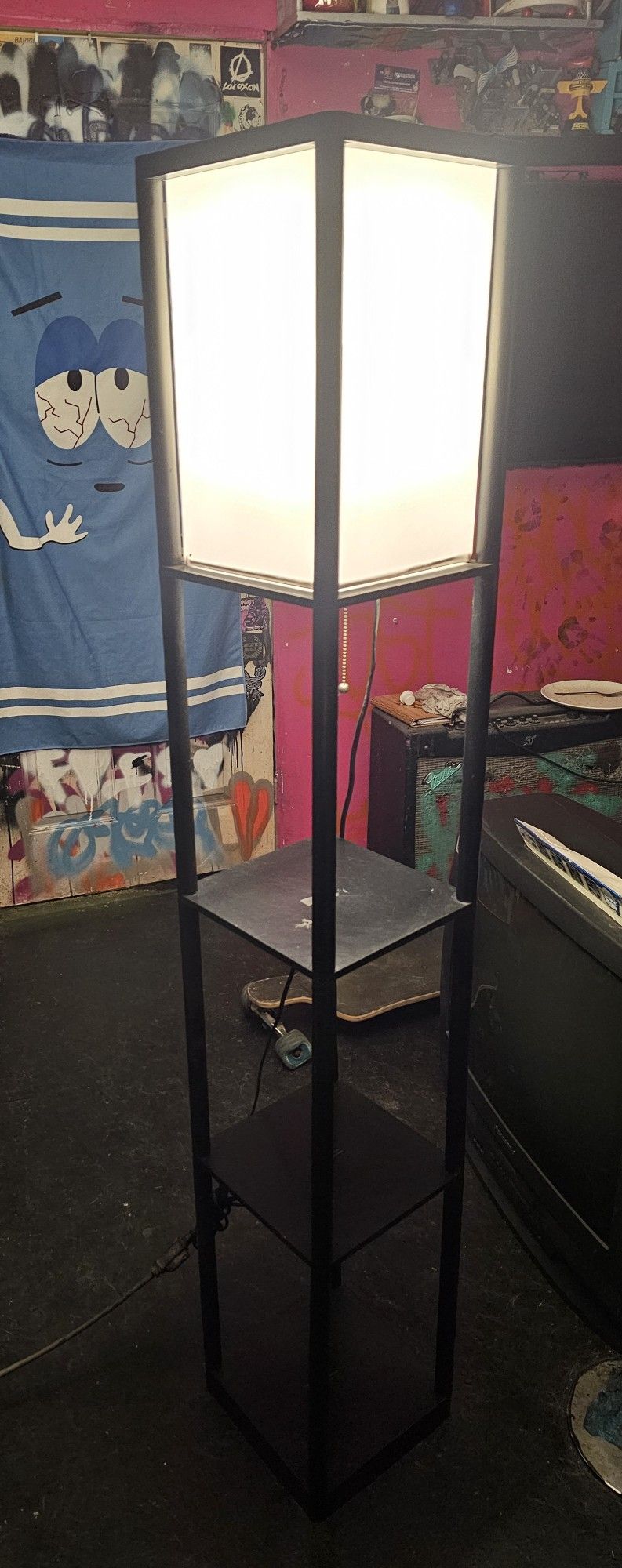 Mainstays 62" Plastic Black Shelf Floor Lamp