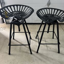 Set of 2 Industrial Bar Stool-Cast Iron