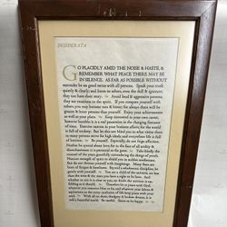 "Desiderata” Framed and Matter Print
