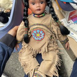 Vintage Handmade NATIVE AMERICAN INDIAN 14" DOLLS Porcelain 