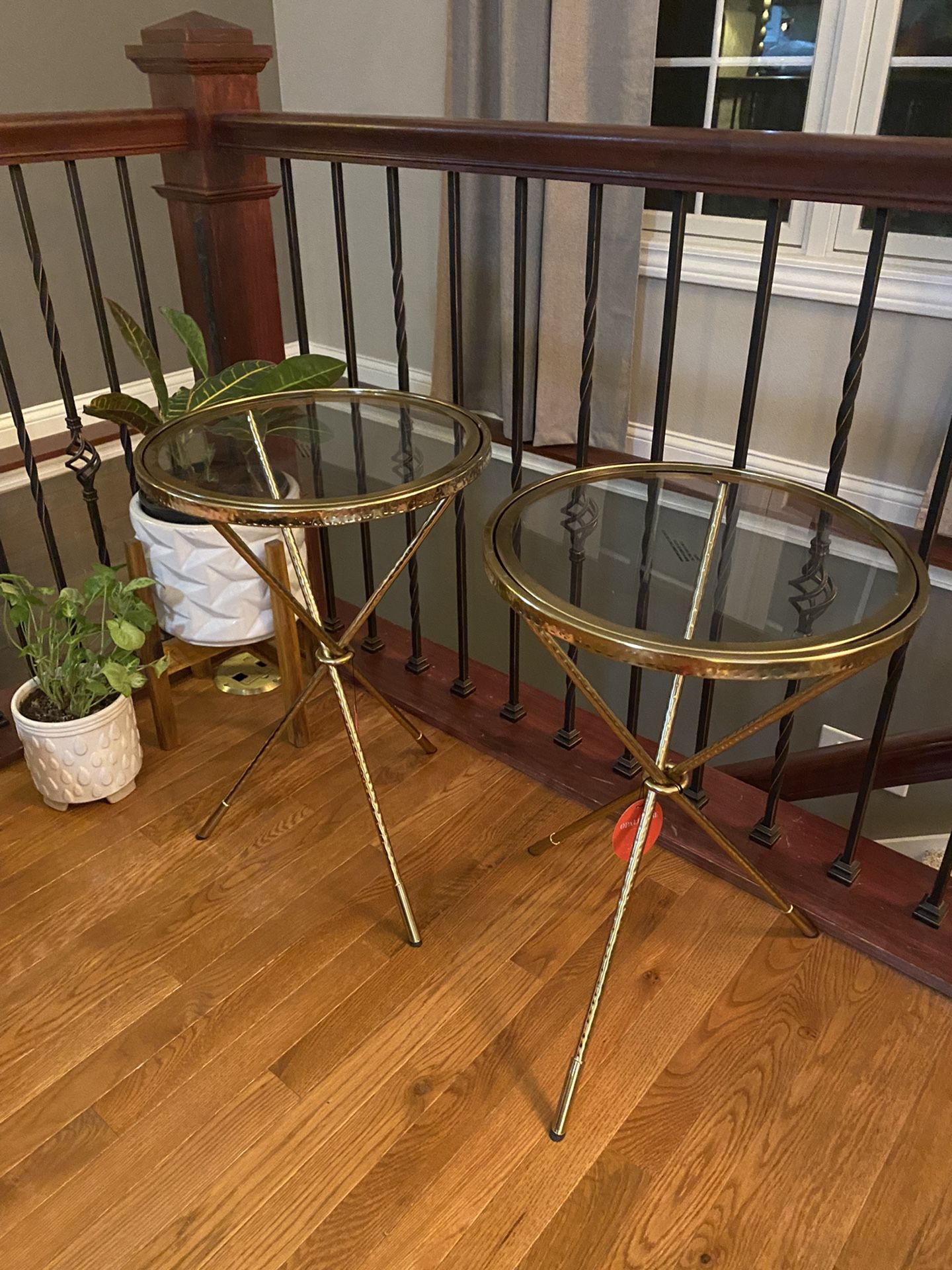 Opalhouse Paeonia Pattern Glass Top Gold Accent Tables (see description for details)