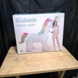 Giant Unicorn Sprinkler For Kids. Outside - Big Size Approx. 82.6" X 33.5"X65 After Inflated From Horn To Toe.