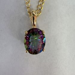 14K Gold Mystic Topaz Pendant