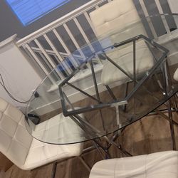 5 piece round glass dining table