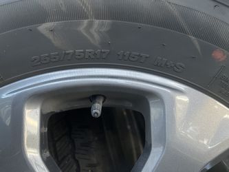 5 Bridgestone (Almost New)  255/75R17 115T M+S tires w/ 2025 Alloy Bronco Rims