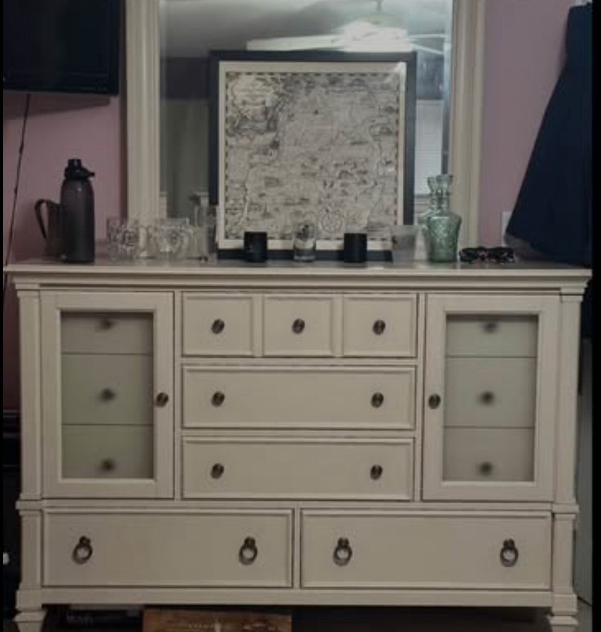 Coaster-Sandy Beach Queen Bedroom Set-Dresser,Bed Frame w/mirror & night stand