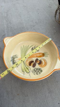 Ceramic Serving Bowl with Vegetable Design