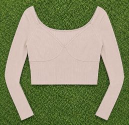 Tan long sleeve crop top