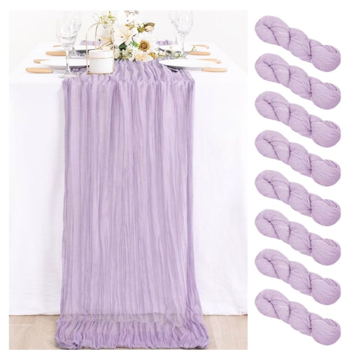 Lilac Purple Cheesecloth Table Runner