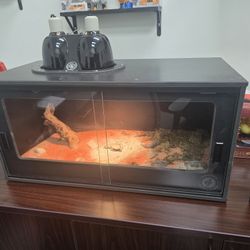Reptile PVC Recoil Reptiles Enclosure 30" × 15" × 15" w/lights, sand and accessories