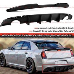 15-23 Chrysler 300 Matt Black Rear Diffuser + Trunk Spoiler