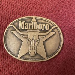 Vintage Philip Morris Marlboro Belt Buckle.  Solid Brass 1987 Statement piece!