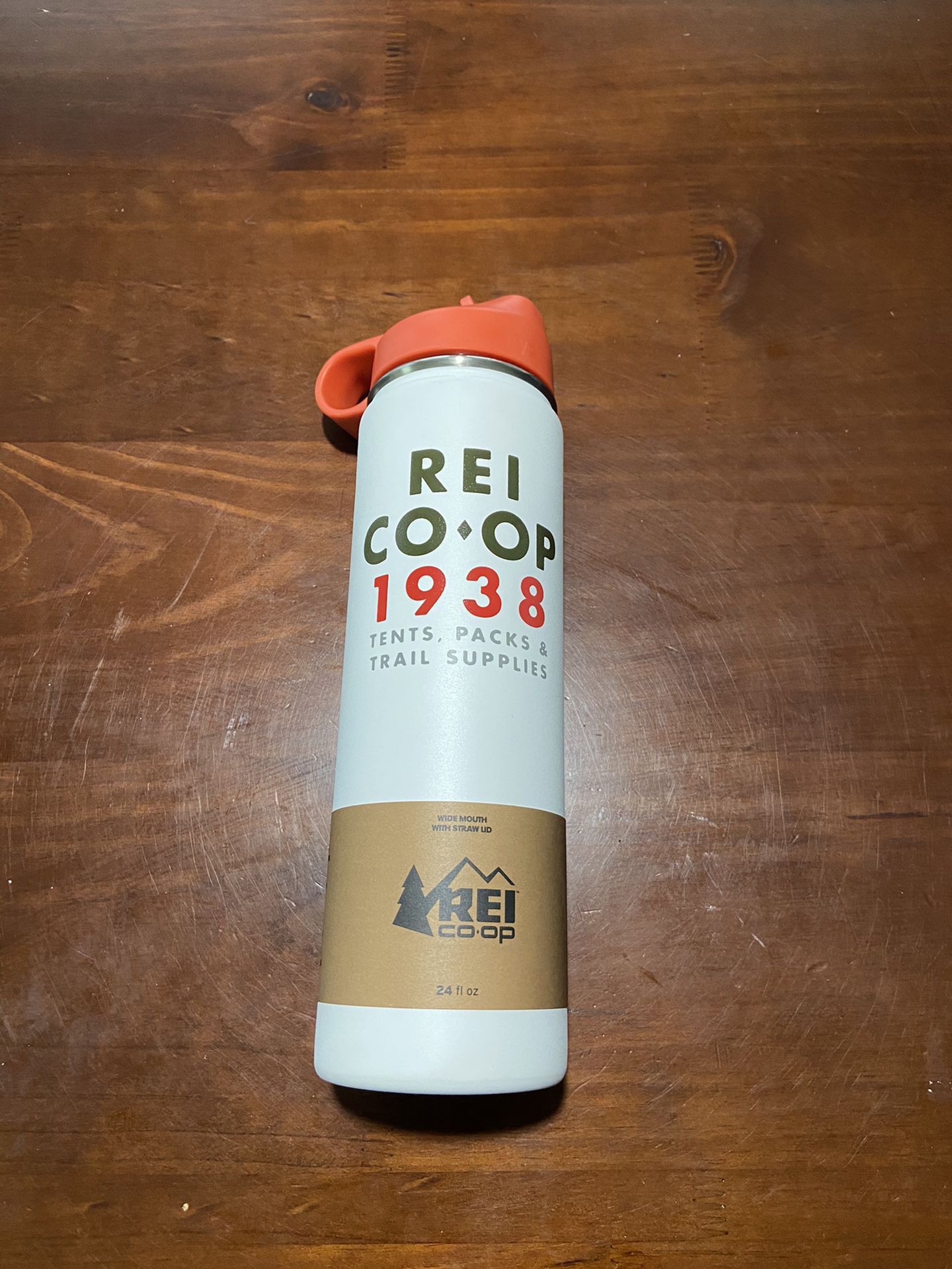 REI Co-op Hydro Flask Wide-Mouth Vacuum Water Bottle with Straw Lid - Dusty White - 24 fl. oz.