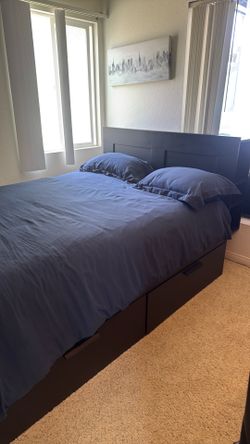 FULL SIZE IKEA BED STORAGE W/ MATTRESS