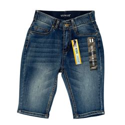 Venus Bermuda Jean Shorts Womens 4 Elastic Waistband Medium Wash V221024