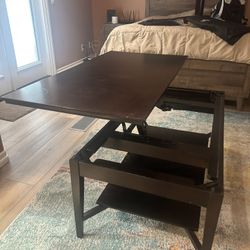 Wood Coffee Table Retractable Desk Table