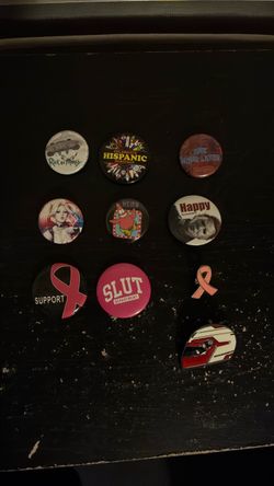 Pins Mixed Lot of 10 Novelty Pins And Buttons