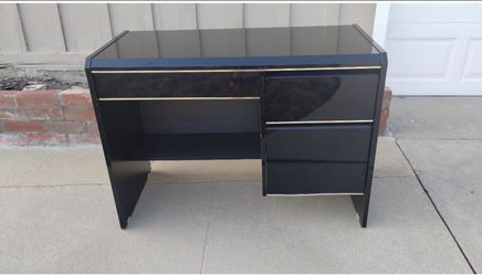 3 Drawer Black and Gold Desk