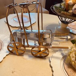 Metal Vintage Wagon To Hold Bottle 