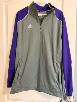 Adidas grey and purple half zip jacket