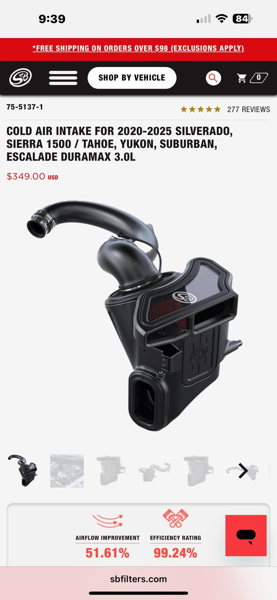 S&b Intake Ppe 2022 GMC 1500 Diesel 