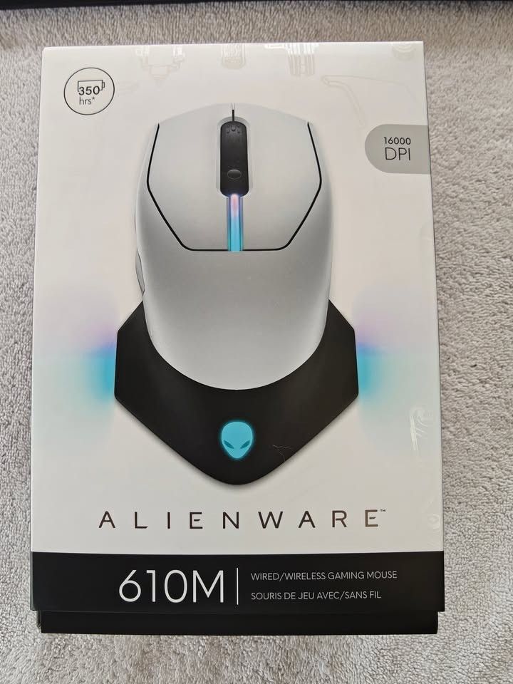 Alienware Wired/Wireless Gaming Mouse - AW610M - Lunar Light - BNIB