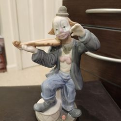 VTG Paul Sebastian Clown Porcelain Figurine Playing Violin Made In Mexico 1992