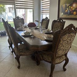 Wooden Oak Dining Table With 6 Chairs 